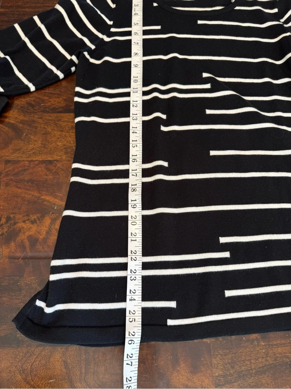 J’ENVIE New York Black Broken Stripe Pima Cotton Long Sleeve Tunic Sweater Sz M